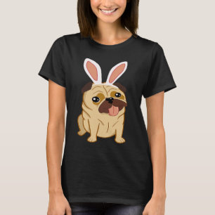 Cute Easter Pug Dog With Bunny Ears T-Shirt