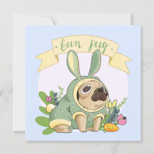 Cute Easter Pug Invitation
