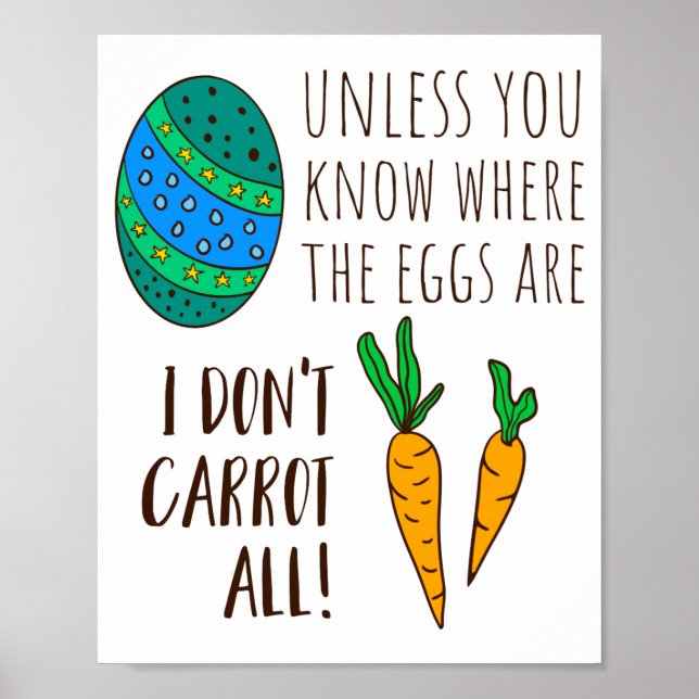 Cute Easter Pun Funny Quote Saying Doodle Cartoon  Poster (Front)