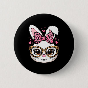 Cute easter rabbit face leopard bow sunglassesCute 6 Cm Round Badge