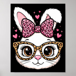 Cute easter rabbit face leopard bow sunglassesCute Poster