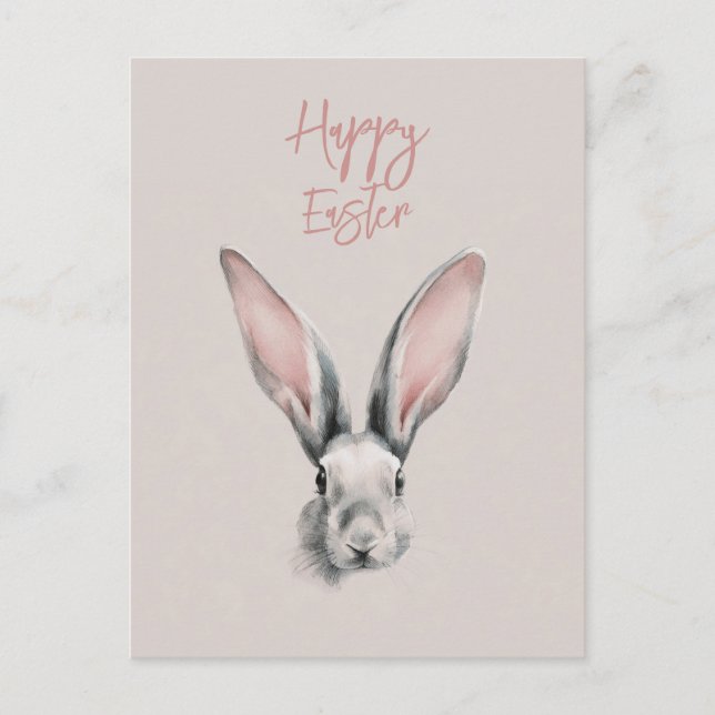 Cute Easter Rabbit Postcard in Minimalistic Style (Front)