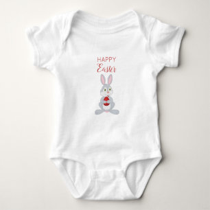 Cute Easter Rabbit Red Easter Egg Baby Bodysuit