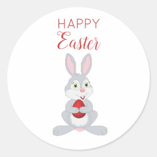 Cute Easter Rabbit Red Easter Egg  Classic Round Sticker