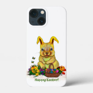 Cute Easter Rabbit with Eggs and Flowers iPhone 13 Mini Case