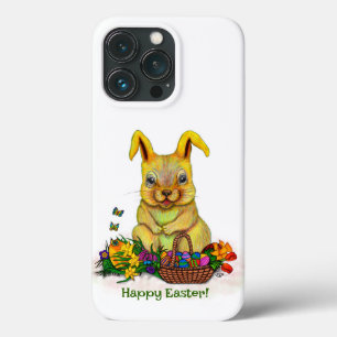 Cute Easter Rabbit with Eggs and Flowers iPhone 13 Pro Case
