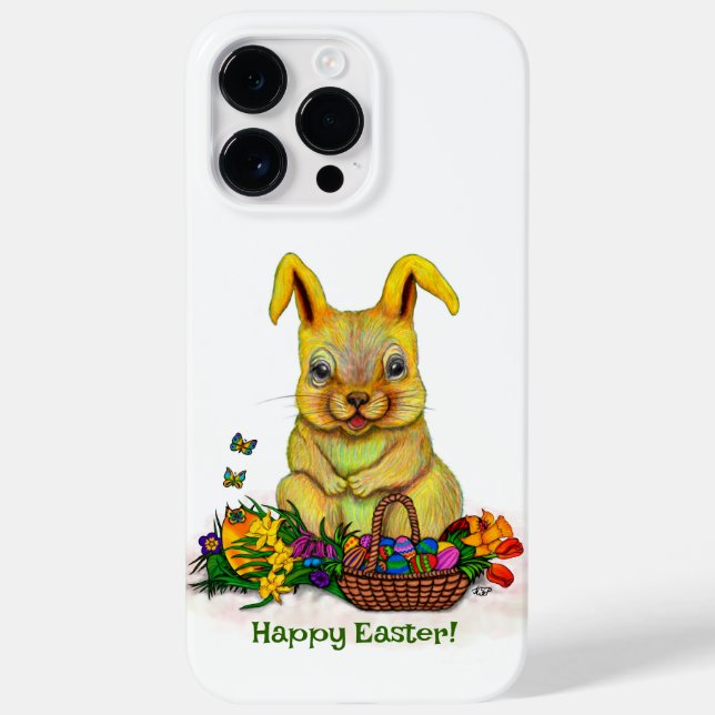 Cute Easter Rabbit with Eggs and Flowers Case-Mate iPhone Case (Back)