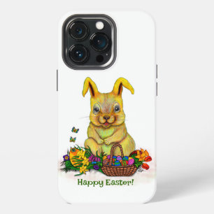 Cute Easter Rabbit with Eggs and Flowers iPhone 13 Pro Case