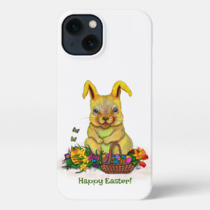 Cute Easter Rabbit with Eggs and Flowers iPhone 13 Case