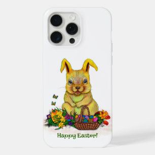 Cute Easter Rabbit with Eggs and Flowers iPhone 15 Pro Max Case
