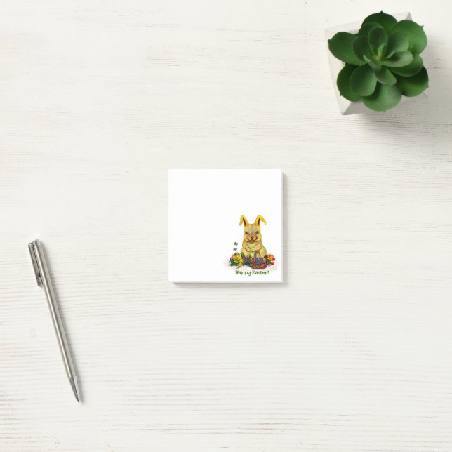 Cute Easter Rabbit with Eggs and Flowers Post-it Notes (Office)