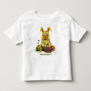 Cute Easter Rabbit with Eggs and Flowers Toddler T-Shirt