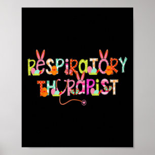 Cute Easter Respiratory Therapist Rt Bunny Ears Ea Poster