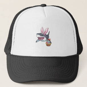 Cute Easter Shark Bunny Ears Basket Eggs Happy Eas Trucker Hat