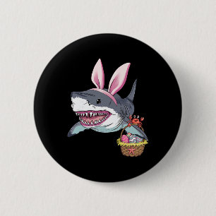 Cute Easter Shark Bunny Ears Sket Eggs Happy Easte 6 Cm Round Badge