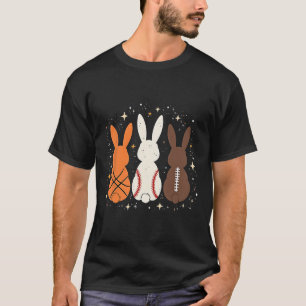 Cute Easter Sports Bunnies Sketll Footll Sell T-Shirt