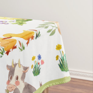 Cute Easter Spring Farm Animals Tablecloth