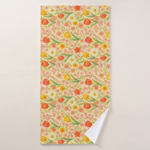 Cute Easter/spring patterned flowers Bath Towel