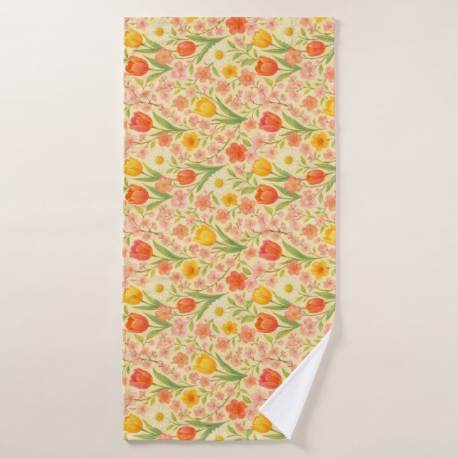 Cute Easter/spring patterned flowers Bath Towel (Bath Towel)