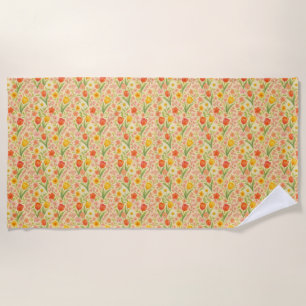Cute Easter/spring patterned flowers Beach Towel