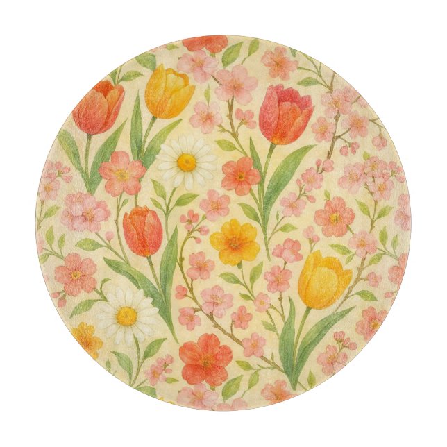 Cute Easter/spring patterned flowers Cutting Board (Front)