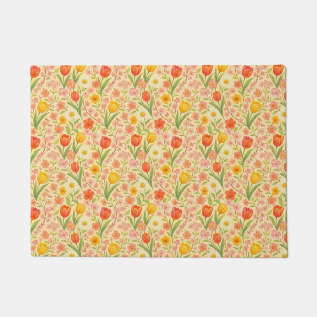 Cute Easter/spring patterned flowers Doormat (Front)