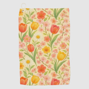 Cute Easter/spring patterned flowers Golf Towel