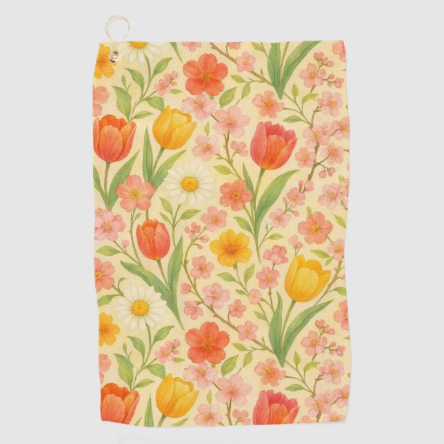 Cute Easter/spring patterned flowers Golf Towel (Front)