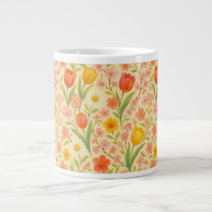 Cute Easter/spring patterned flowers Large Coffee Mug