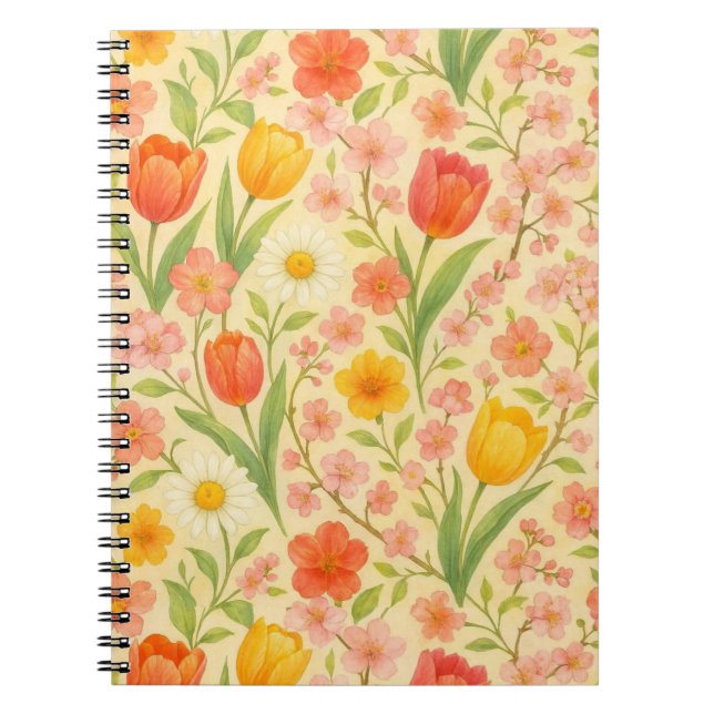 Cute Easter/spring patterned flowers Notebook (Front)