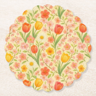 Cute Easter/spring patterned flowers Paper Coaster