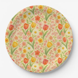 Cute Easter/spring patterned flowers Paper Plate