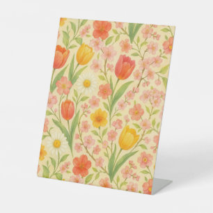 Cute Easter/spring patterned flowers Pedestal Sign