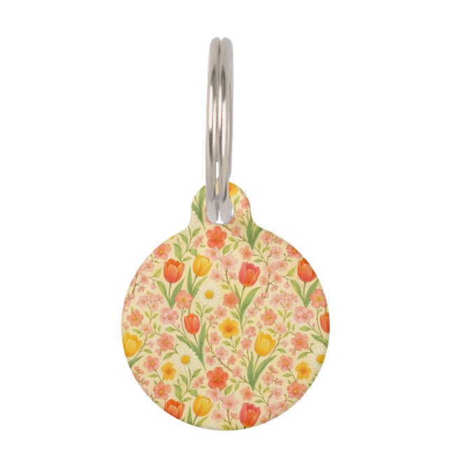 Cute Easter/spring patterned flowers Pet Tag (Front)