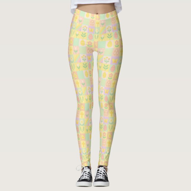 Cute Easter/spring patterned Leggings (Front)