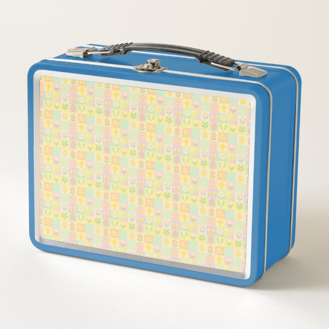 Cute Easter/spring patterned Metal Lunch Box (Front)