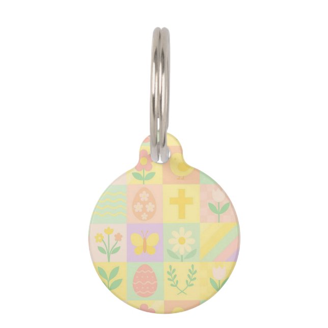 Cute Easter/spring patterned Pet Tag (Front)