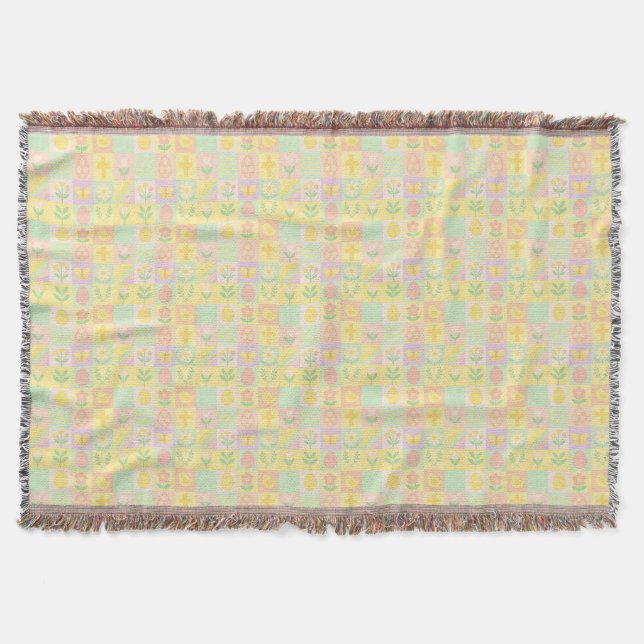 Cute Easter/spring patterned Throw Blanket (Front)