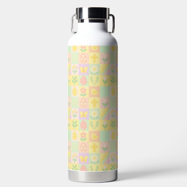 Cute Easter/spring patterned Water Bottle (Front)