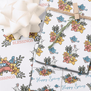 Cute Easter Springtime Wrapping Paper Sheet