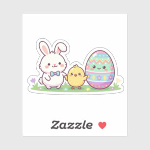 Cute Easter Squad Bunny Chick & Egg Sticker