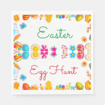 Cute Easter theme egg hunt party paper napkin