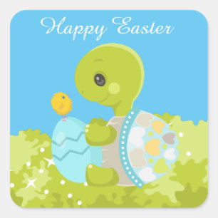 Cute Easter turtle and chick sticker