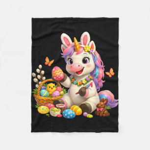 Cute easter unicorn bunny egg magical rainbow fleece blanket