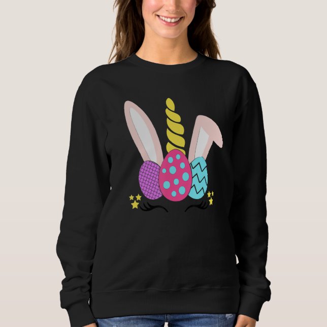 Cute Easter Unicorn Bunny Face Pastelgirls Toddler Sweatshirt (Front)