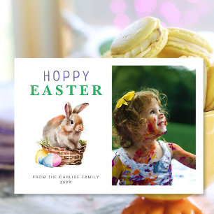 Cute Easter Watercolor Bunny Holiday Card