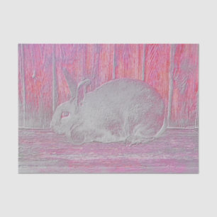 Cute Easter White Pink Bunny Rabbit Wood Art Tissue Paper