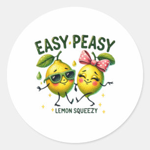 Cute Easy Peasy Lemon Squeezy Hello Summer Vacatio Classic Round Sticker