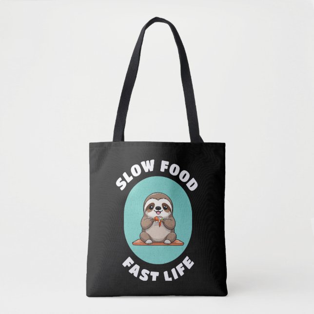 Cute eating Kawaii Sloth Tote Bag (Front)