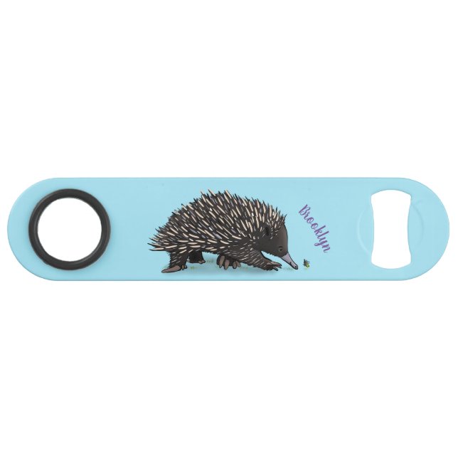 Cute echidna with bee cartoon illustration (Front (Horizontal))